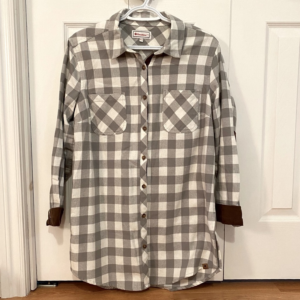 3/$30 ✨ CANADIANA | Grey Plaid Tunic